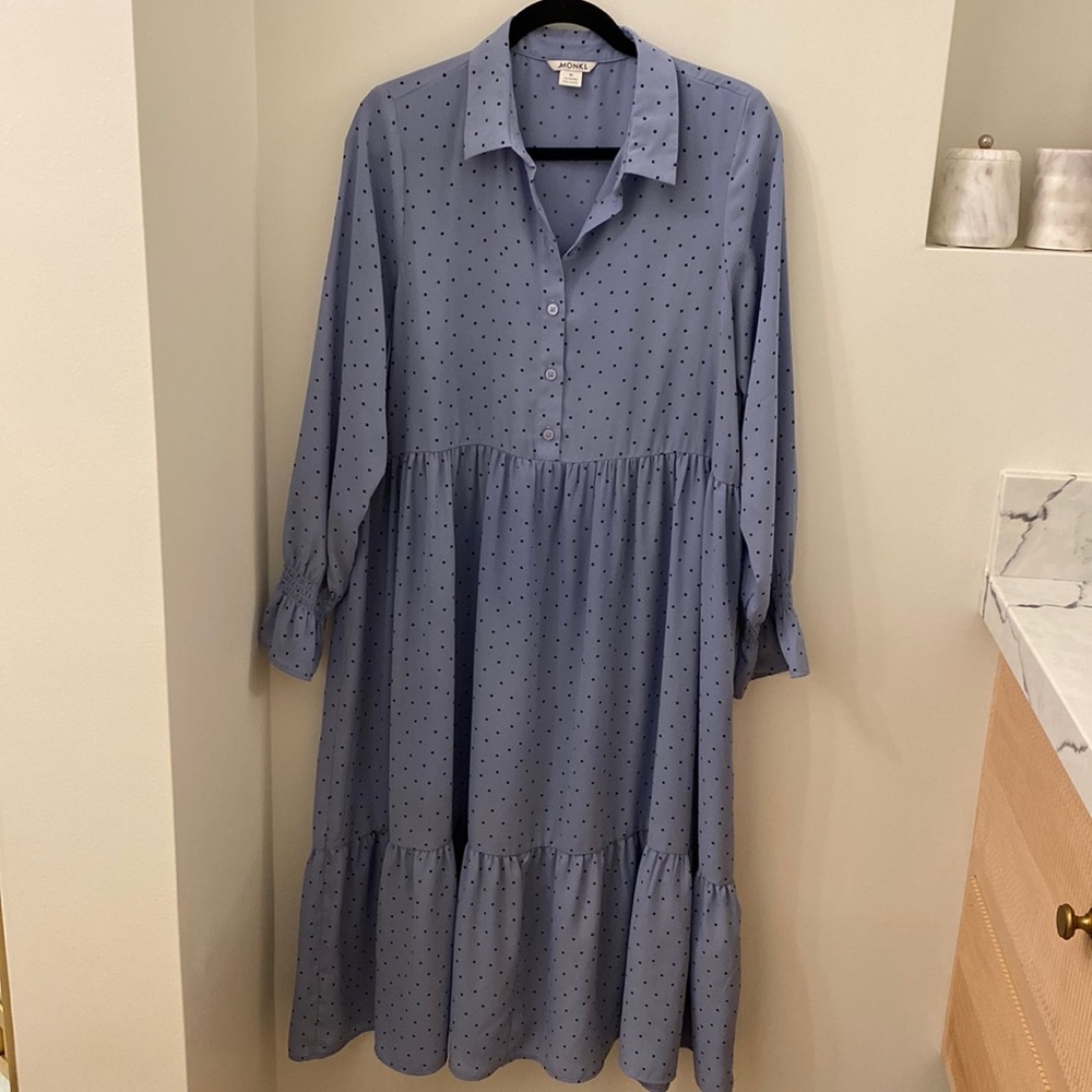 Monki midi tiered polka dot dress